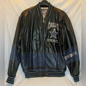 Vintage 90’s Men’s Carl Banks Dallas Cowboys Leather Coat Size L & Baseball Cap